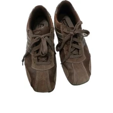  Mens Skechers Shoes 10 Casual Sneakers Brown Leather Lace Up Low Top 60311