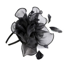 Song Qing Fascinator Women Ladies Silk Yarn Feather Hair Hoop One Size, Black