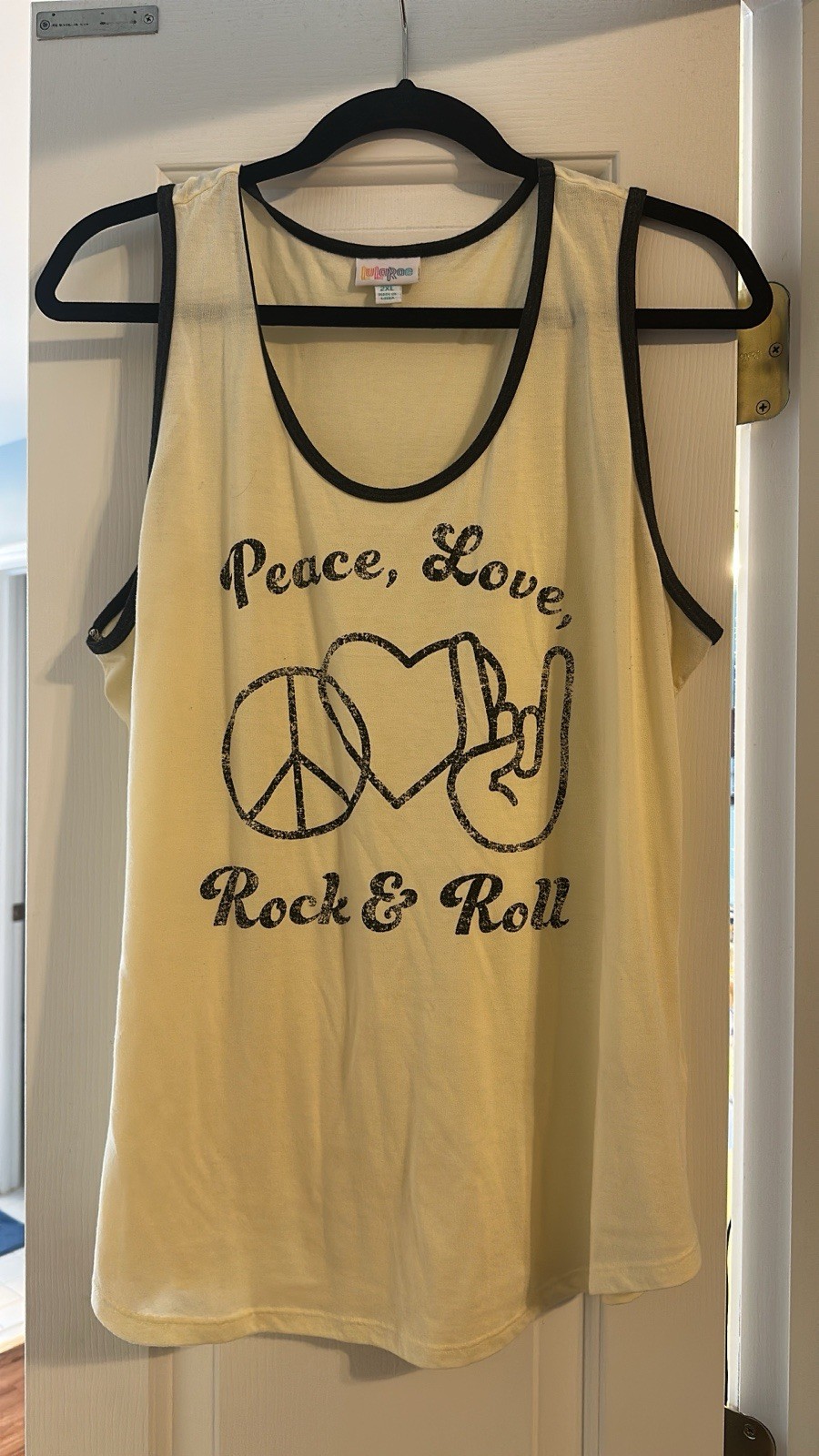 LuLaRoe Tank Top Peace Love Rock N Roll 2XL
