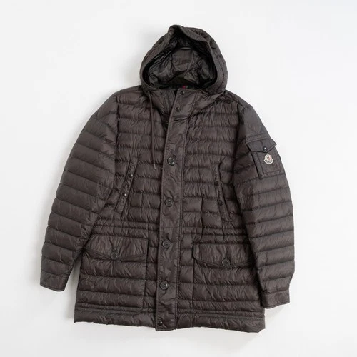 Moncler Benjamin Giubbotto Mens Brown Gray Down Puffer Jacket Hooded Quilted image 3