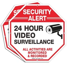 2 Pack 12"x12" Security Camera Sign Rust Free Aluminum Video Surveillance Signs
