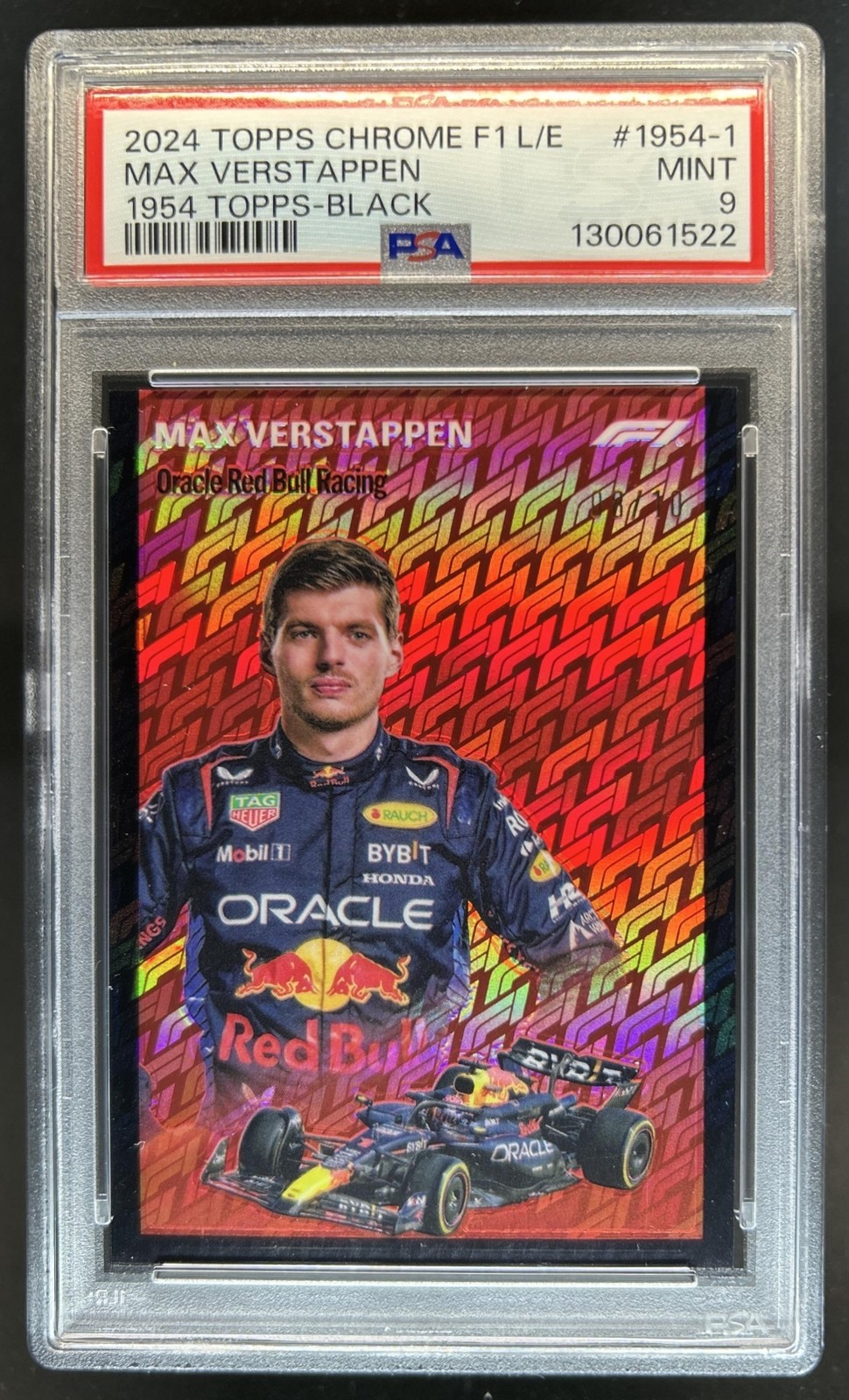 2024 Topps Chrome Logofractor Edition F1 Max Verstappen 1954 Black #/10 PSA 9 view 1