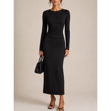 EUC J.Crew Women's Black Fitted in Jersey Crepe Dress L/S XS