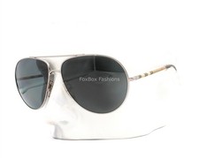 Burberry B 3055 1006/81 Aviator Sunglasses Gunmetal Classic Plaid w/case
