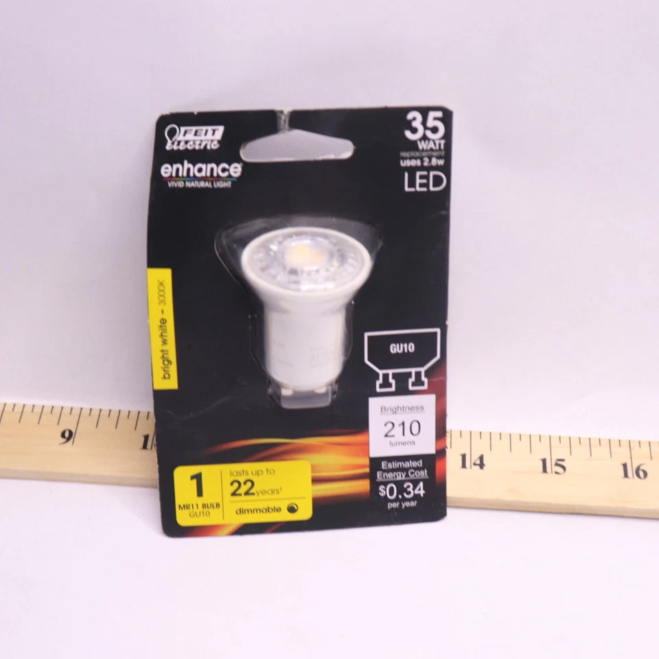 Feit Bi-Pin LED Light Bulb Bright White MR11 GU10 3000K 200lm 35W 120V - Image 3 of 4