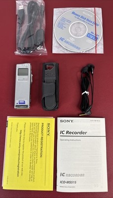 Sony ICD-MS515 Digital Voice Recorder  w Memory Stick, Case, CD Rom, Manual ++