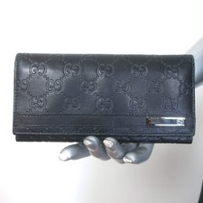 Gucci Guccissima Long Bi-Fold Wallet Black Leather