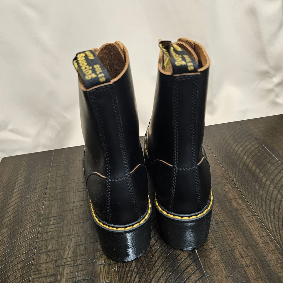 Dr. Martens Leona Leather Heeled Boots Black Womens Size 8 - Image 3 of 4