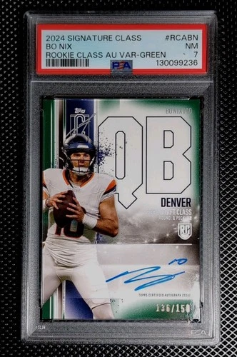 Topps 2024 Signature Class Bo Nix Denver Broncos Rookie #RCA-BN Green /150 Auto