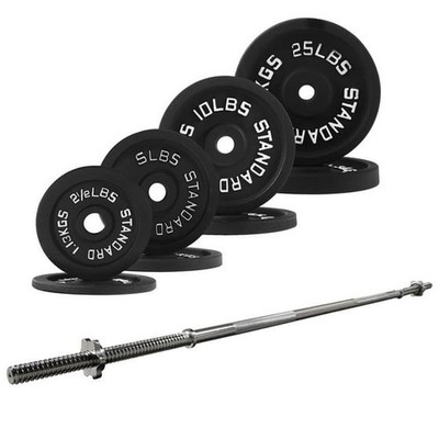 Cast Iron 100 lb Barbell Weight Set with 5FT Bar – Standard Plates for Home  Gym