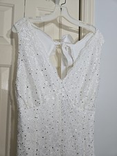 Wedding Gown Lace Overlay Scallop Neck Sequin Mesh Inserts XL NWT