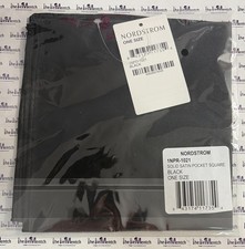 NORDSTROM Solid Black Pocket Square/Handkerchief 100 Silk NEW WITH TAGS