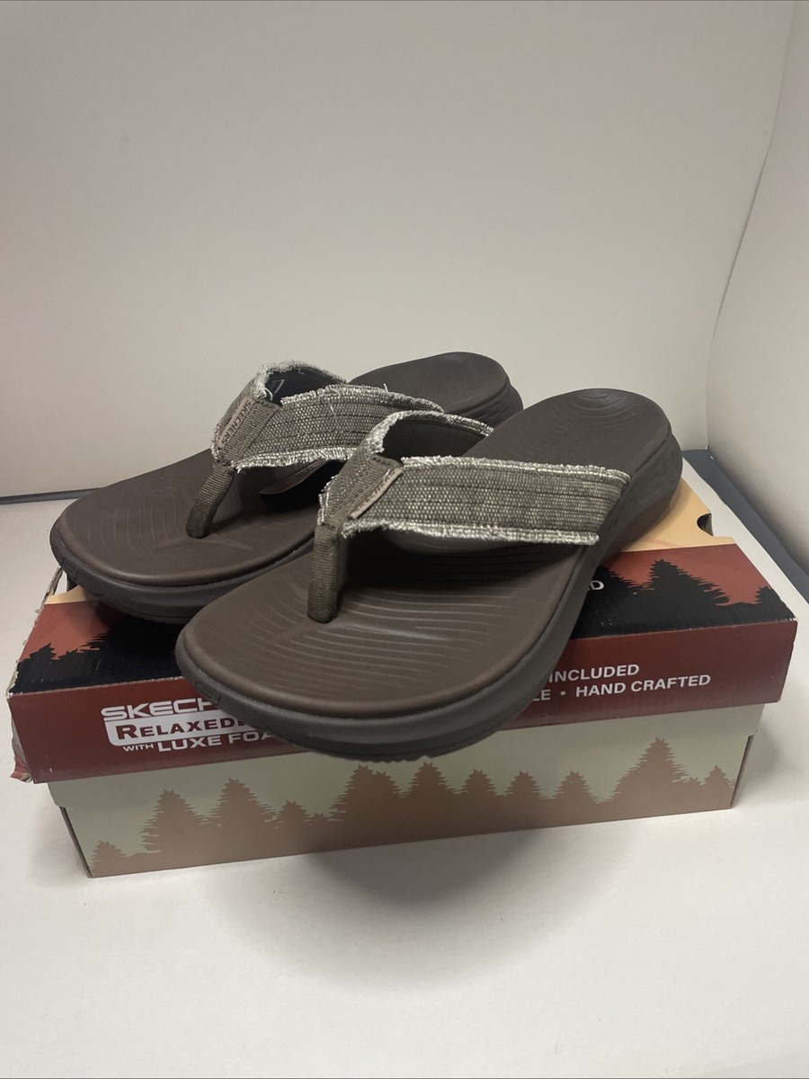 Mens Skechers Parson SD-Gino Flip Flops Sz 11 Brown Memory  display picture 2