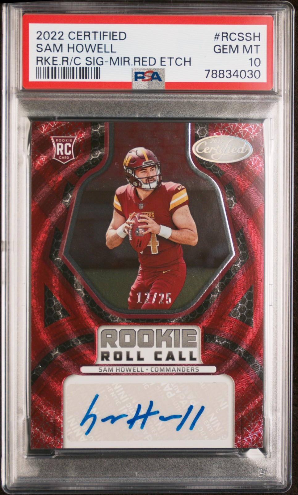 Sam Howell Panini Certified Rookie Roll Call Signatures #RCSSH Mirror Red
