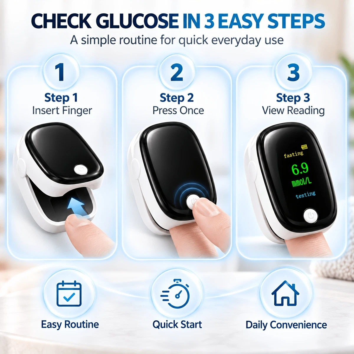 Monitor de glucosa en sangre no invasivo, dispositivo de monitoreo de salud en el hogar con pantalla OLED