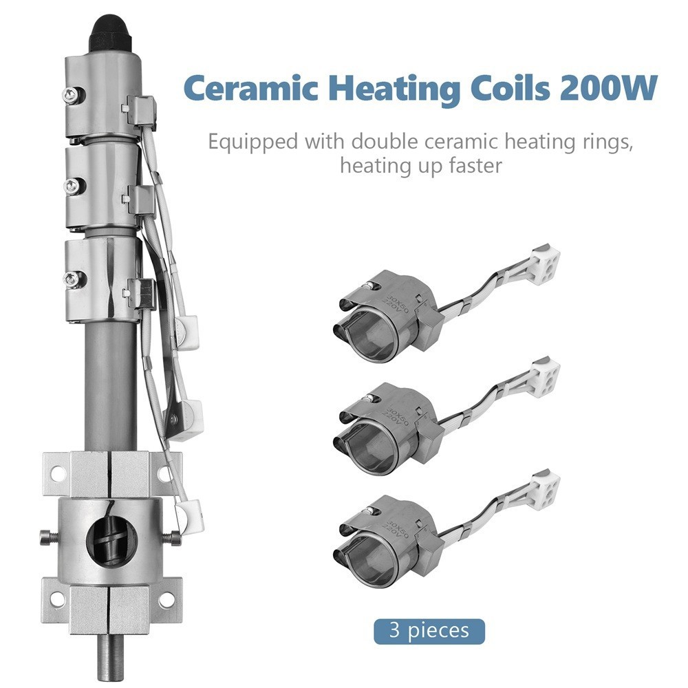 DIY Extruder Machine 12mm Dia Screw Barrel with 2.5mm Nozzle Triple Heaters 110V
