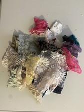  60 scrap Multicoloured Lace Crochet Pieces Slow stitch Crafts textile art 