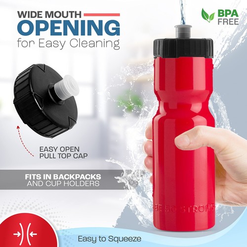 Sports Water Bottles 6-Pack – Reusable 22 oz BPA-Free Plastic Bottles with Pu... - Picture 2 of 7