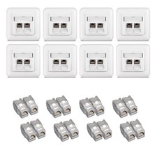16x Keystone Dose 8x Modul Set CAT 6A Kabel 1...