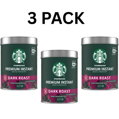 Starbucks Premium Instant Coffee Dark Roast 3.17 oz 3 Pack Strong Coffee