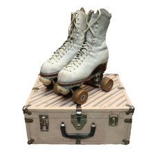 VTG Hyde Betty Lytle Roller Skates Chicago White Size 6, Tools, Case, and Key