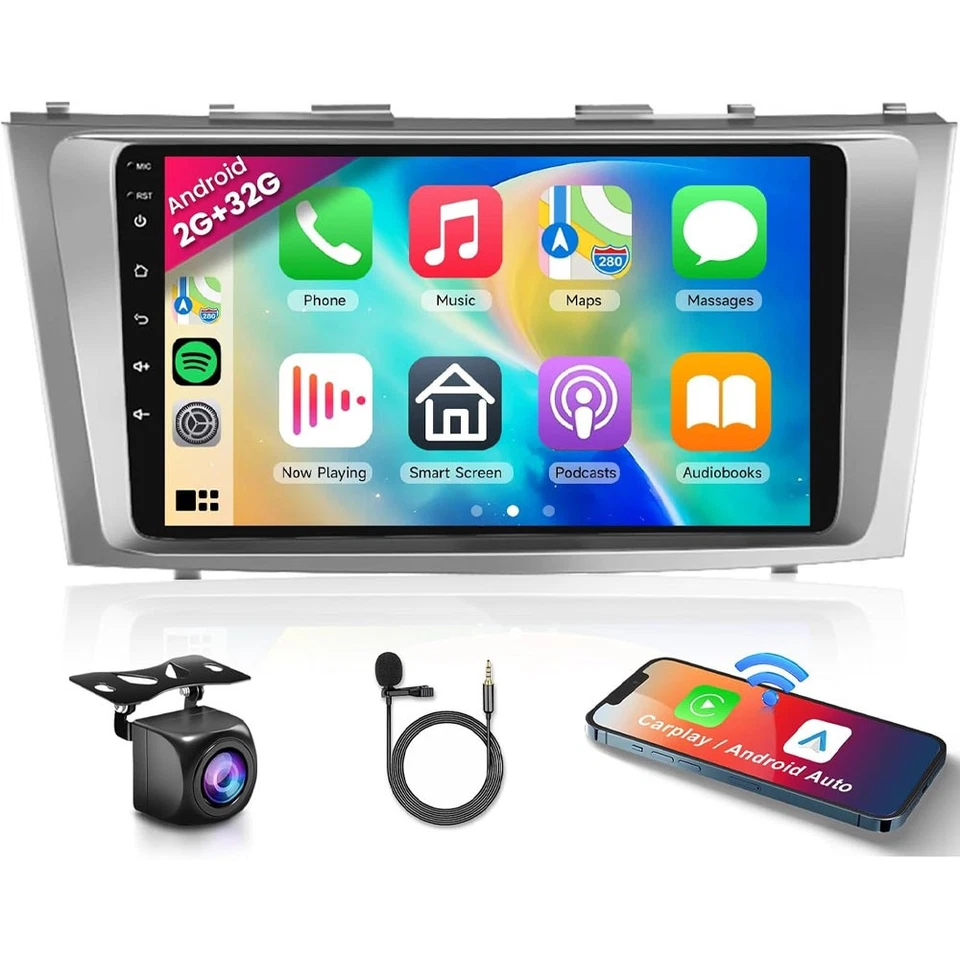 Stereo For Toyota Camry Car Radio Apple CarPlay Android GPS Navi FM 2007-2011 - Imagem 2 de 4