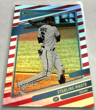 2021 Donruss Baseball Starling Marte Miami Marlins Red Stripe #154 #d 0341/2021