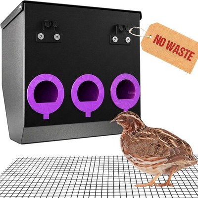 Quail Feeder 1.5 3 Port No Waste Mess Spill Metal CluckRoots Adult Japanese Wire