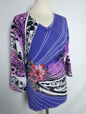 OVANTI Damen Pullover Pulli Oberteil Blumen Ornamente Leoprint Viskose in Gr.48