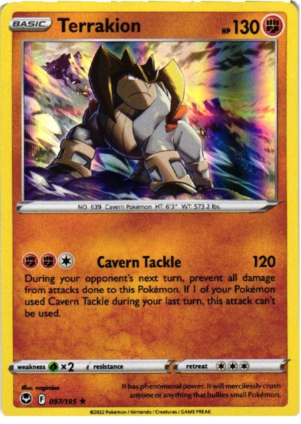 Terrakion 097/195 Holo Rare Silver Tempest Pokemon Holo Near Mint