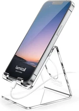 Lamicall Cell Phone Stand, Desk Accessories - Clear Office Cell Phone Holder, Ac