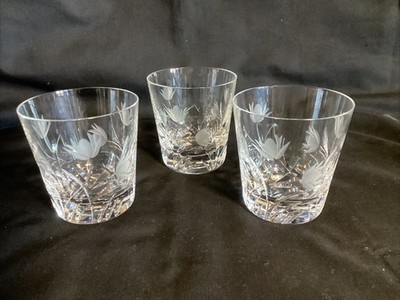 Stuart Crystal Cascade 3 x Whiskyglas Becher 3,5  hoch x 3,25  Durchmesser