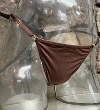 Victoria's Secret Adjustable String THONG Panty Sz L GANACHE Super Soft NWT