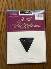 Hanes Silk Reflections Pantyhose Size AB jet black 717 Control Top Sheer Toe NEW