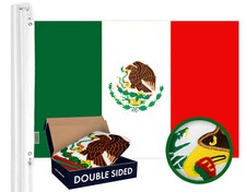 G128 Mexico Mexican Flag 2.5x4 Ft Double Sided Embroidered 210D Polyester, 3-ply