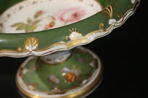 antica alzata fruttiera francese porcellana Luigi Filippo 1820 50 verde oro - Imagen 21 de 24