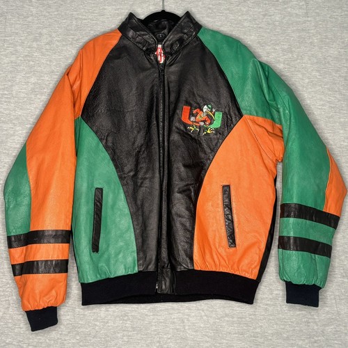 Vintage NCAA Miami Hurricanes Lederjacke mit Etikett On Demand Corp Größe XL - Bild 2 von 16