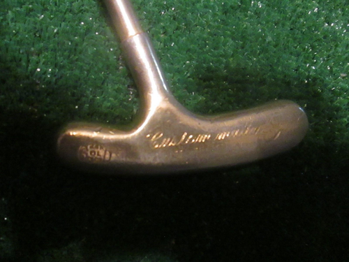 Putter de cabeza chapada en oro 24K de golf vintage Custom Award muy buen origen Estado - Imagen 2 de 11