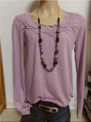 Neu Shirt Tom Tailor Langarm elastischem Bund Smoke-Details mit Longkette