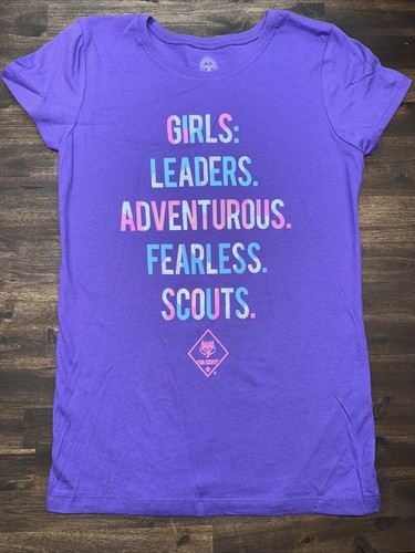 YOUTH XL BOY SCOUTS OF AMERICA Shirt BSA Cub Scouts GLITTER Logo Girls Tee NWOT - Picture 1 of 7