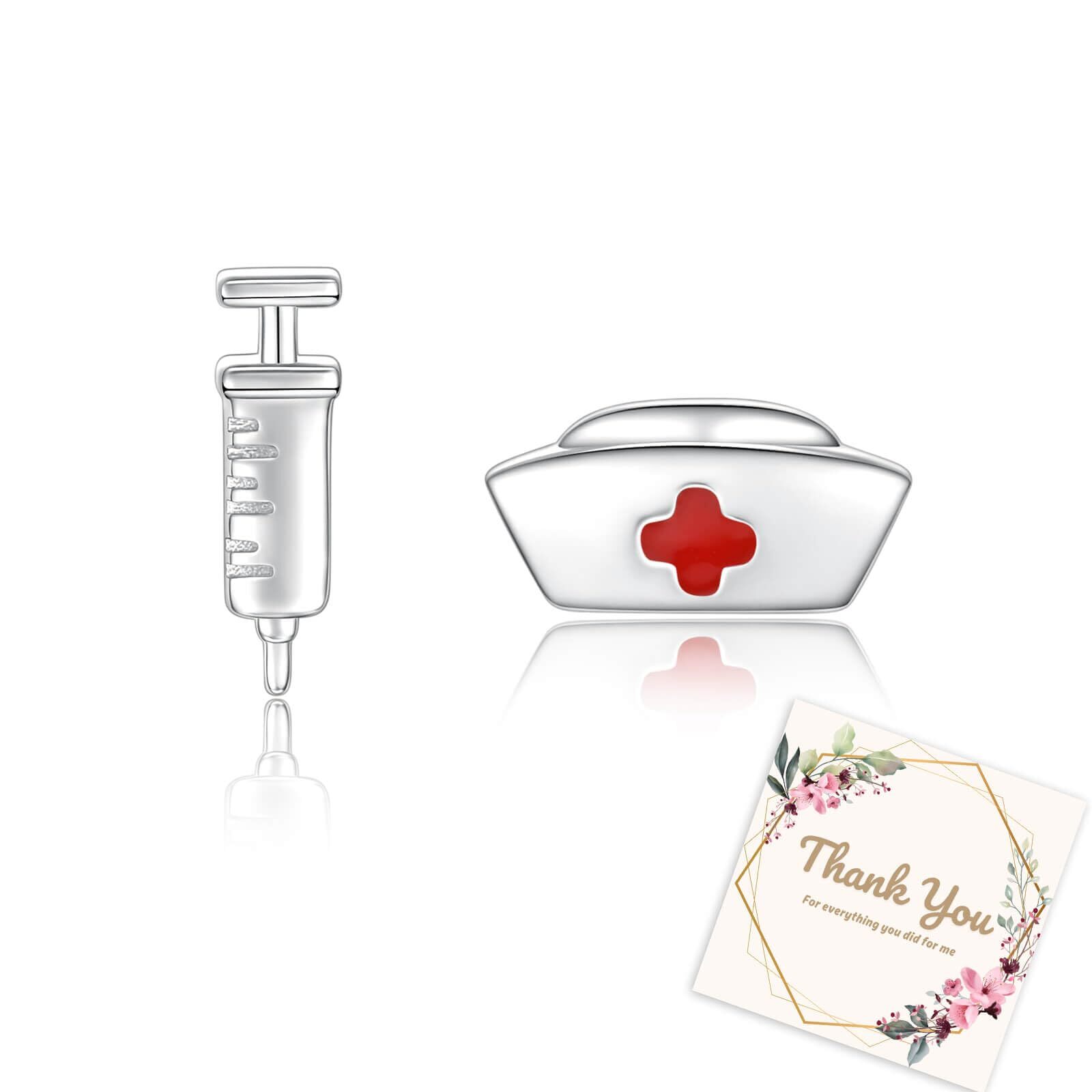 Sterling Silver Nurse Earrings for Women: Nurse Cap Asymmetrical Earrings Gift f