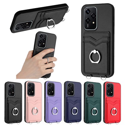 PU Leder Karten Halter Etui Ring Ständer Abdeckung für Honor 200 Pro 90 Magic 6/5 Lite