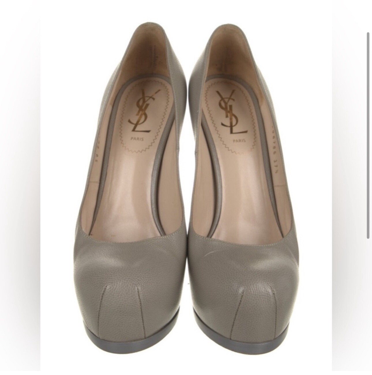 Décolleté YSL Yves Saint Laurent in pelle grigia taglia 7 5 con scatola