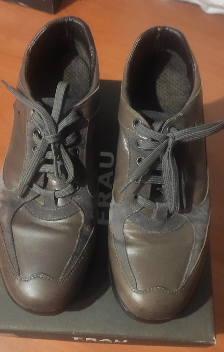FRAU Sneakers Donna Camoscio E Pelle Grigio Piombo Mod. Manhattan