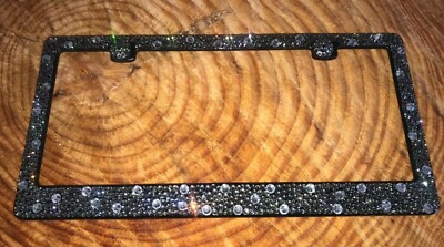 Gray BLACK DIAMOND Crystal Bling License Plate Frame made with Swarovski element