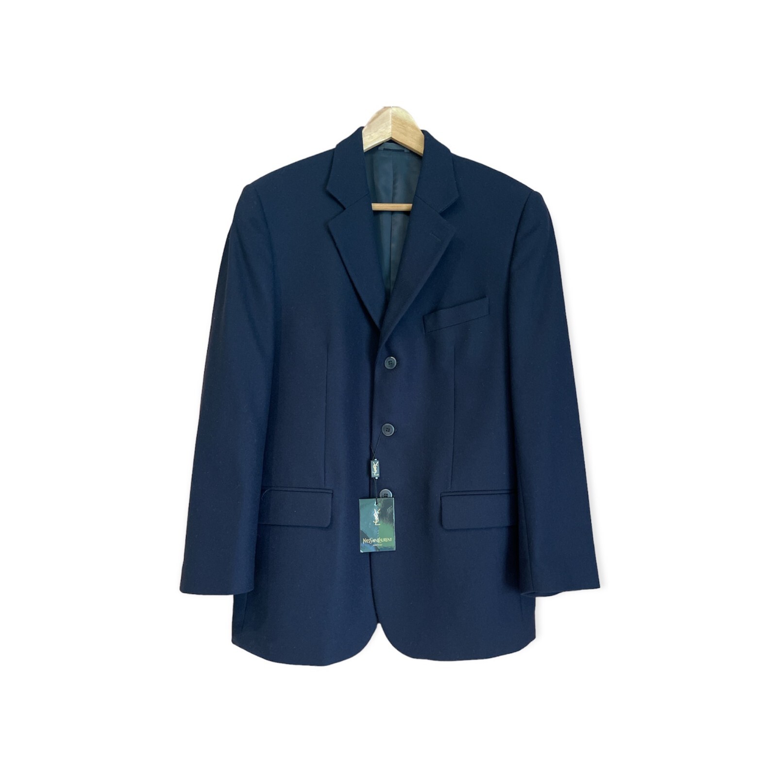 Giacca Yves Saint Laurent NUOVO con Cartellino S M 46 IT Blu Lana