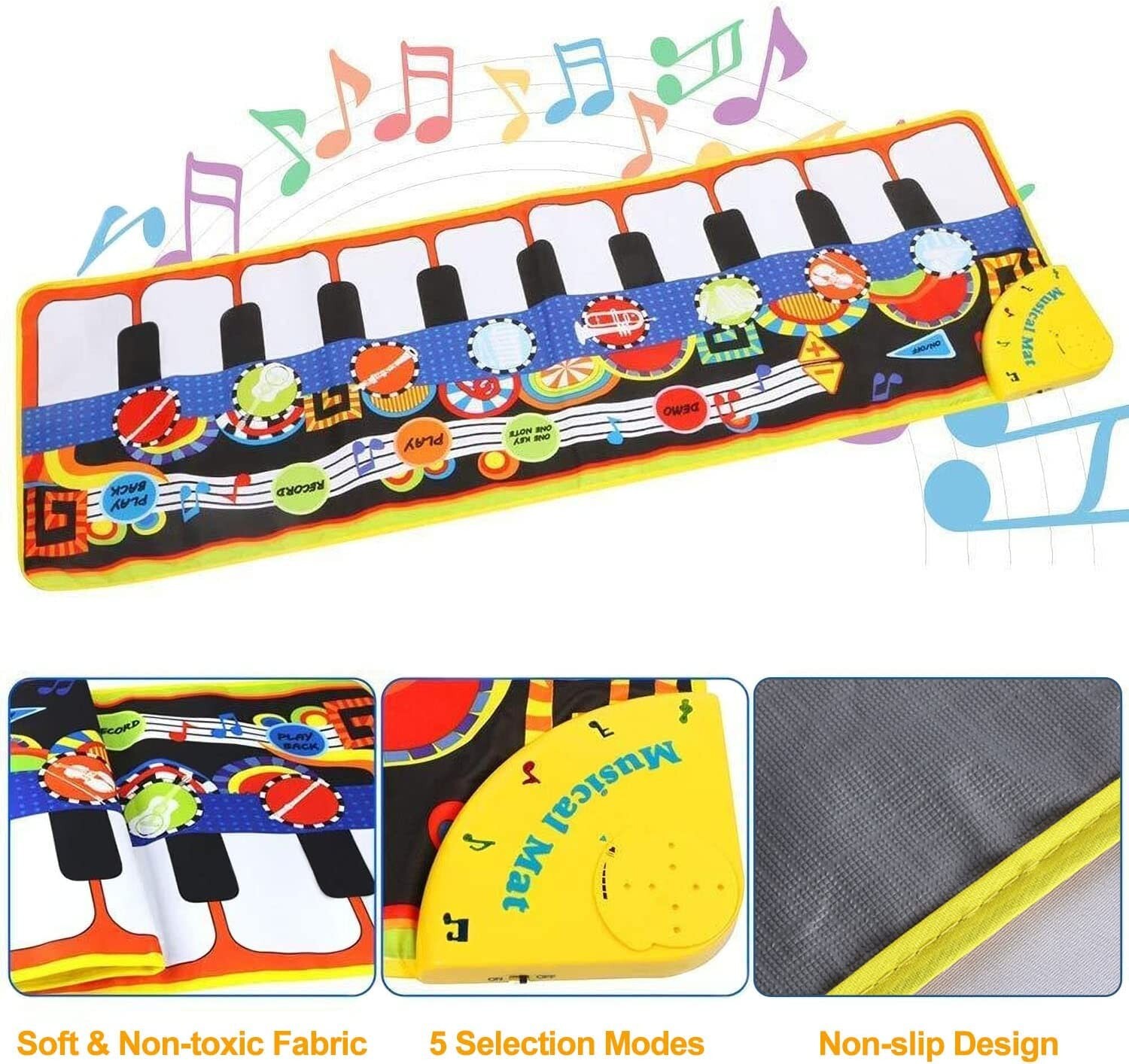 Piano Mat, Keyboard Play Mat Music Dance Mat with 10 Keys Piano Mat, 8