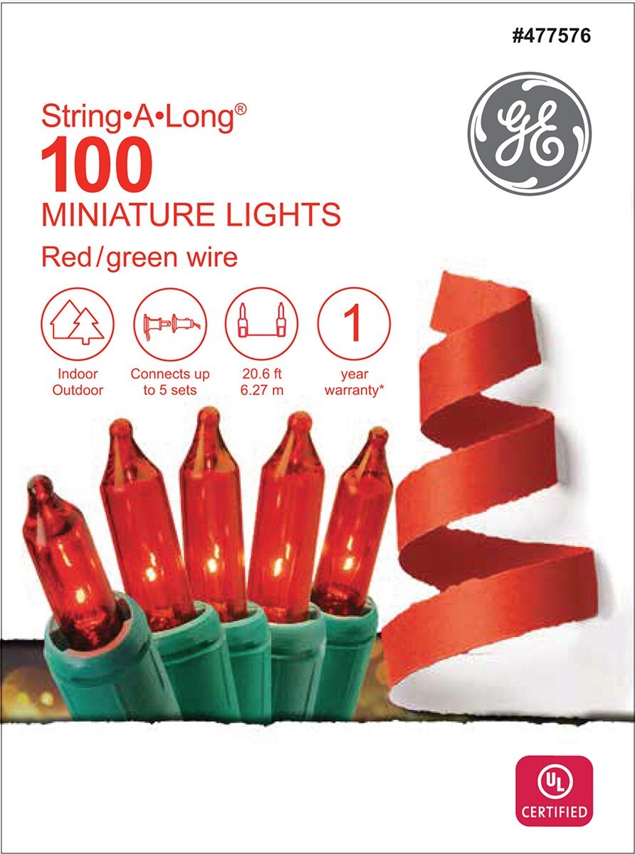 GE String A Long 100-Count 20.6 ft RED Incandescent Christmas String Lights