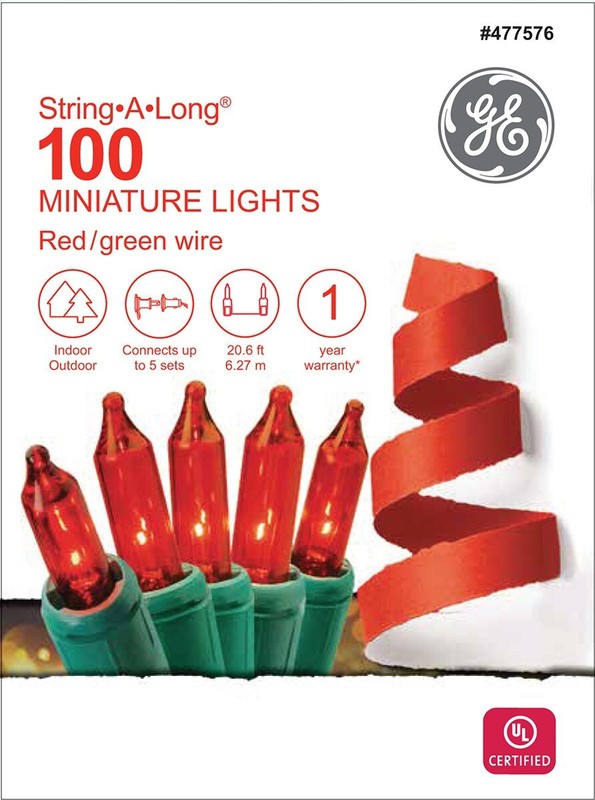 GE String A Long 100-Count 20.6 ft RED Incandescent Christmas String Lights