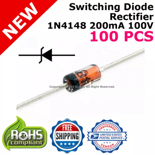 1N4148 Switching Diode DO-35 1N4148 Signal 100 Pieces Free Ship from USA